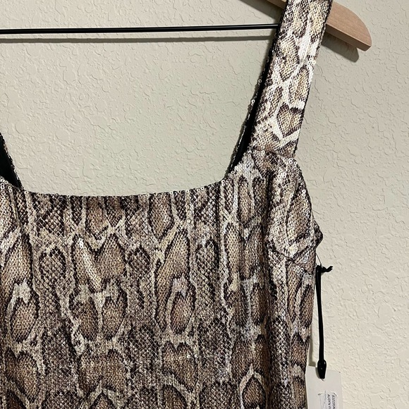 L’AGENCE Auden Fitted Sleeveless Stretch Dress Snakeskin XS Bodycon Mini - Picture 6 of 10